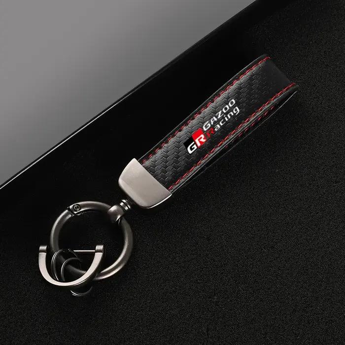 Porte-clés de voiture en cuir et fibre de carbone