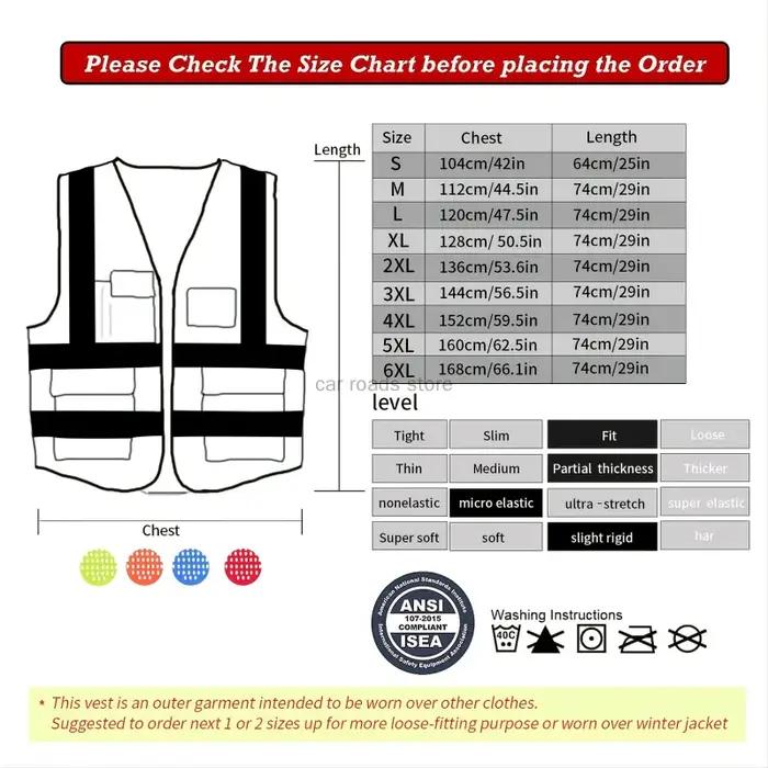 Gilet de sécurité réfléchissant pour femmes et hommes, haute visibilité, avec poches, fermeture éclair sur le devant, rencontre les normes ANSI/ISEA
