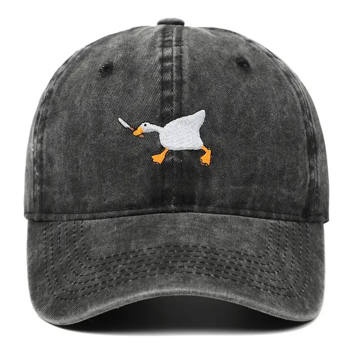 Casquette de baseball brodée avec motif d'oie pour hommes et femmes, casquette en bec de canard de s