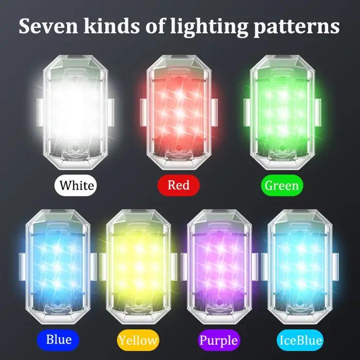 Lumière stroboscopique LED sans fil pour Drone, 4 pièces, pour moto, voiture, vélo, télécommande, vo