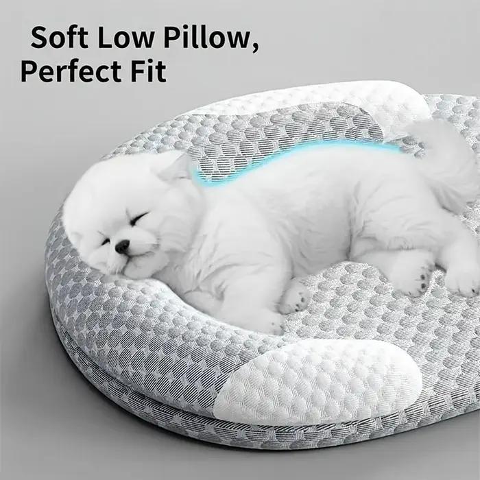 Coussin orthopédique rafraîchissant pour chien, tapis d'été respirant pour animaux de compagnie avec bords surélevés, coussin doux lavable antidérapant pour chiens et chats de petite/moyenne taille