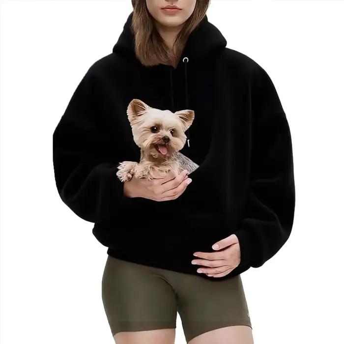 Sweat à capuche porte-animaux pour petits chiens et chats – Sweat-shirt unisexe mains libres