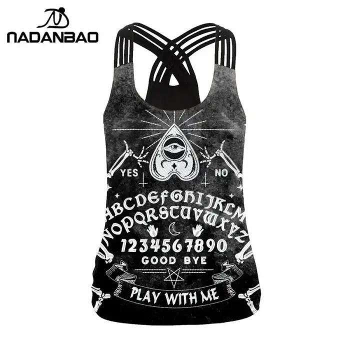 NADANBAO gothique psychique conseil imprimé débardeurs Halloween Sexy fronde chemise dos nu gilet fe
