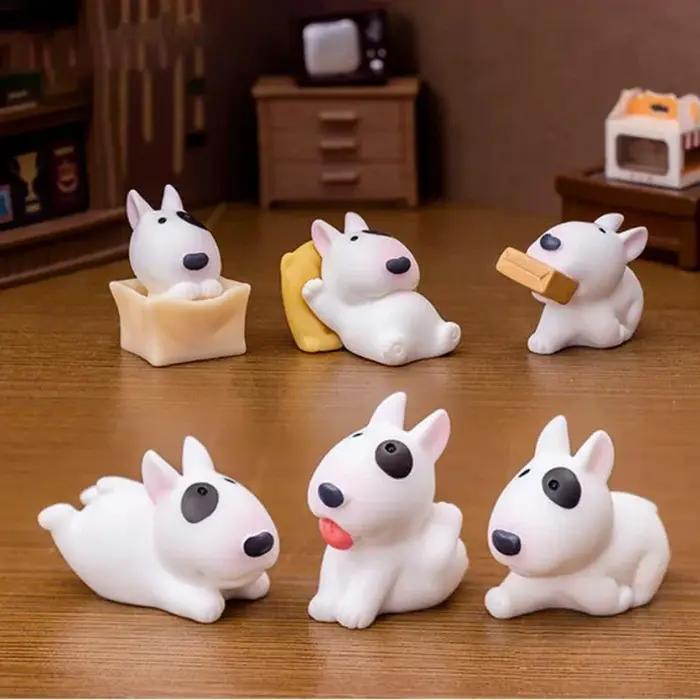 Figurine de chien Mini Bullhead Terrier, mignonne, Animal de collection, Micro paysage, tableau de bord de voiture et ornement de bureau pour la maison