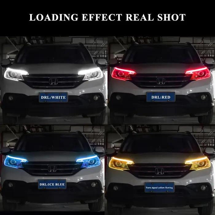 Bande DRL 12V pour feux de jour de voiture, bande Flexible et étanche, clignotant universel, lumière