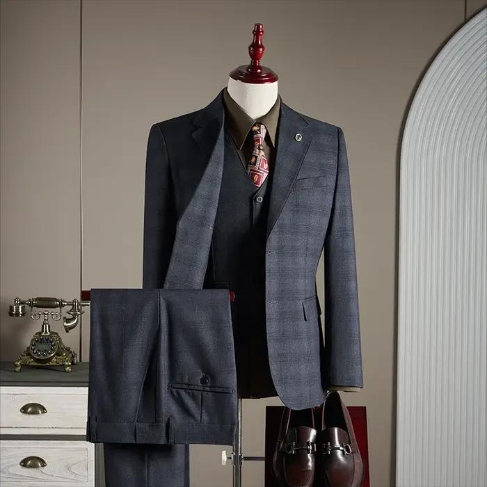 Ensemble de costume à carreaux décontracté pour mariage