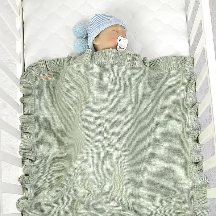 Couvertures tricotées pour bébé garçon, literie de berceau, couette à carreaux pour filles, 90x70cm,
