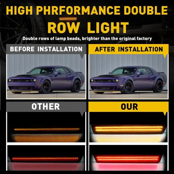 Feux de position latéraux LED pour pare-chocs avant et arrière rouge ambre de voiture, pour Dodge Ch