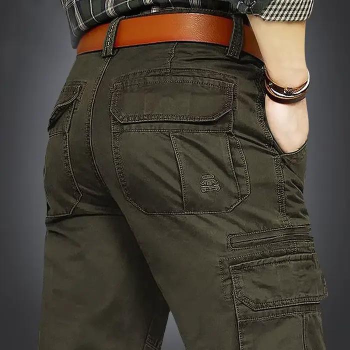 Pantalon cargo homme 100% coton poches multiples oversized qualité supérieure confort casual 30-48