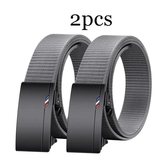 Ceinture en toile tissée homme décontractée avec boucle automatique pour toutes les occasions polyvalente