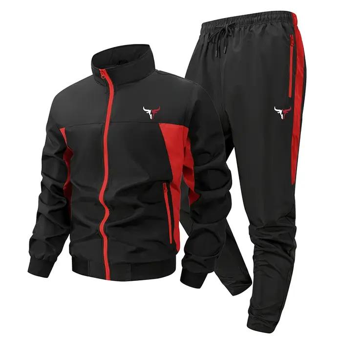 Ensemble de sport HooThreads colorblock pour hommes avec poches zippées pour entraînement et activités extérieures