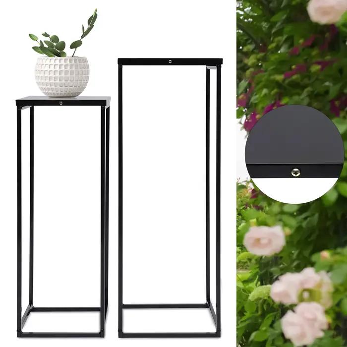 Supports pour plantes en métal noir carrés pour décoration de salon patio et jardin occasions spéciales