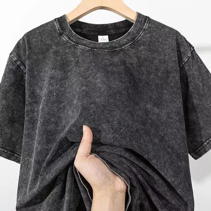 T-shirt d'été pour hommes 230G coton lourd Vintage lavé T-Shirts surdimensionné à manches courtes en vrac Streetwear