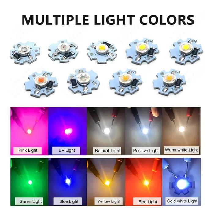 10 pièces 12V 24V DC LED haute puissance couleur unique perle 1W 3W avec plaque d'aluminium blanc ch