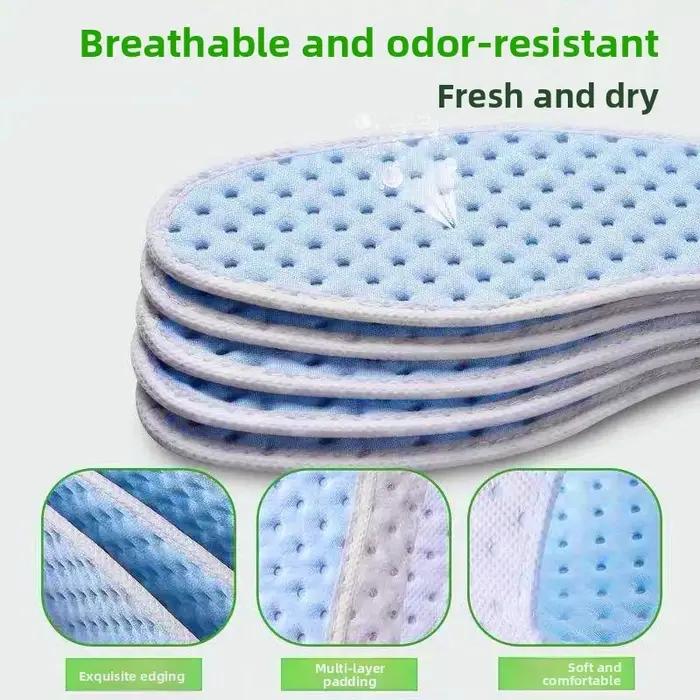Semelles intérieures en tissu bleu menthe, anti-odeur, absorbant la sueur, respirantes, unisexes, fines, confortables, à fond souple, pour l'été, pour les militaires