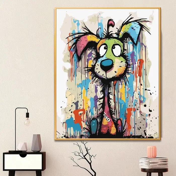Peinture par numéros chien abstrait pour décoration maison création artistique toile huile chiens arts visuels occasions spéciales