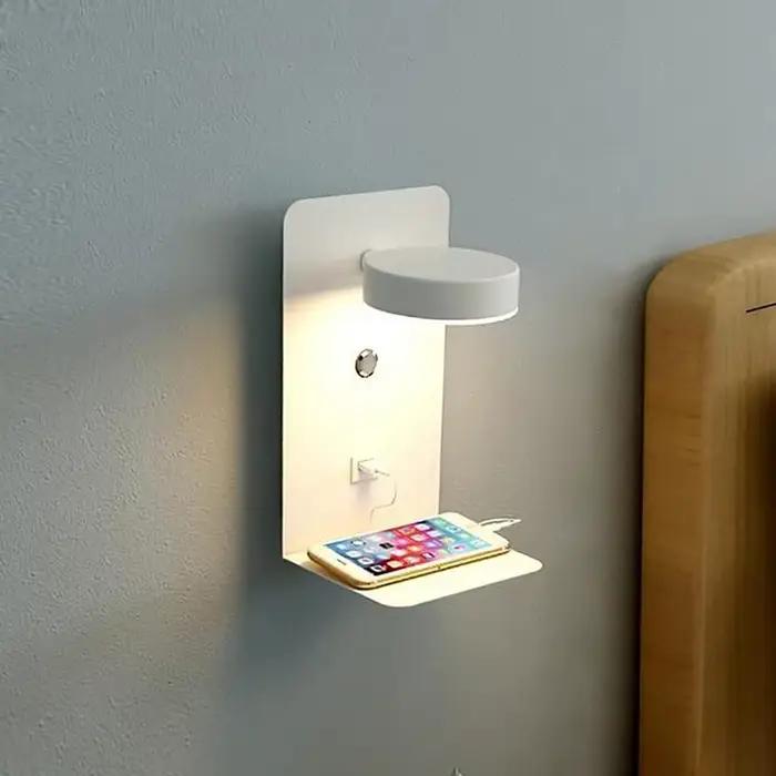 Mur LED lampe avec interrupteur et Port de chargement USB moderne 9W noir blanc allée chambre chevet