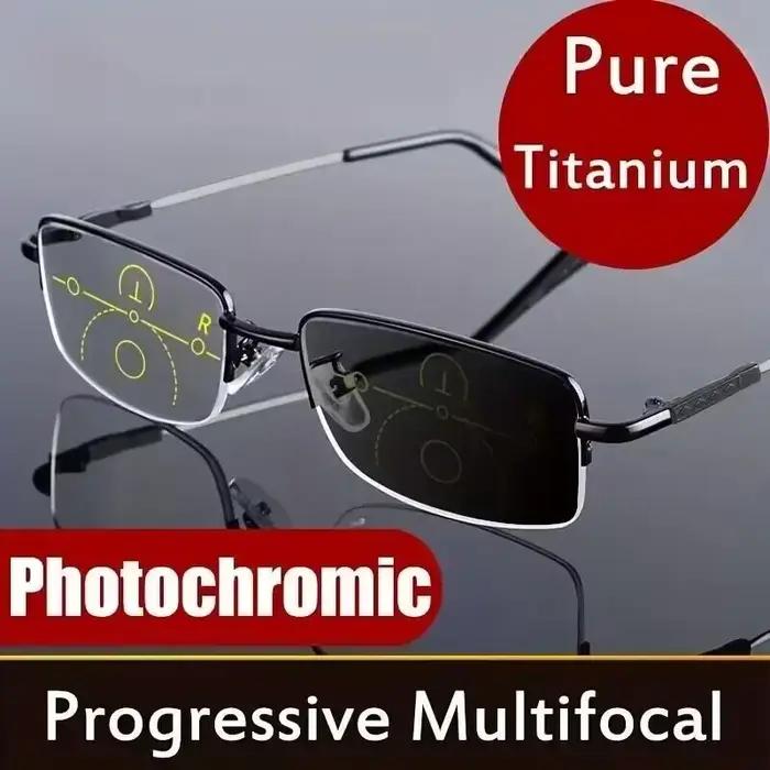 Clara Vida-Lunettes de lecture photochromiques progressives pour hommes et femmes, alliage de titane