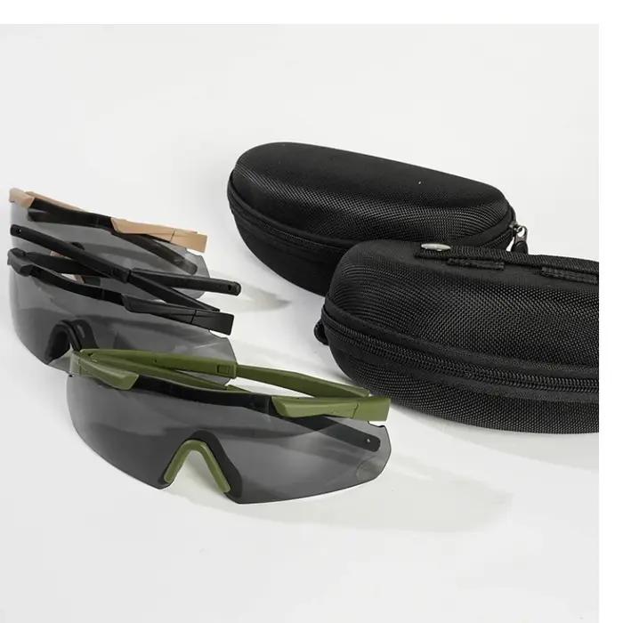 Lunettes tactiques militaires CS Airsoft pour tir et motocross coupe-vent HD 3 lentilles alpinisme randonnée occasions spéciales