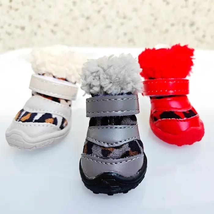 Bottes Léopard Chaudes pour la Marche des Chiens