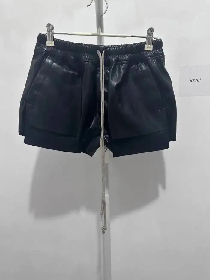 HKSH été nouvelles femmes Style foncé Shorts en cuir PU cordon taille élastique mode Punk Streetwear