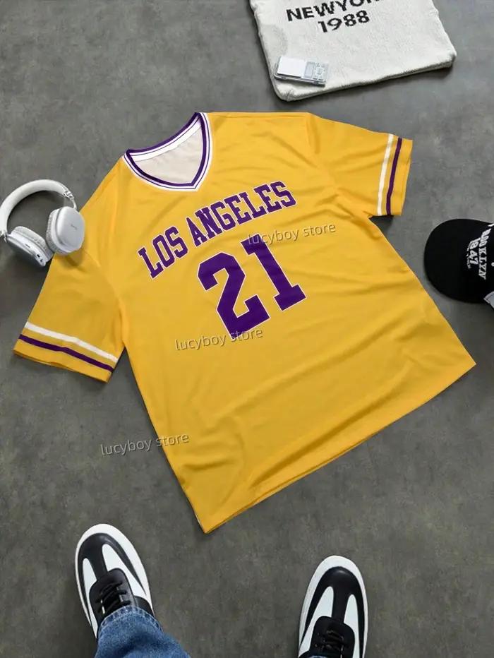T-shirt à manches courtes imprimé Los Angeles Number 21 pour hommes