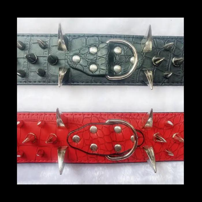 Collier robuste en cuir pour chiens de grande et moyenne taille, avec rivets dominateurs, protection anti-morsure pour randonnées et balades quotidiennes