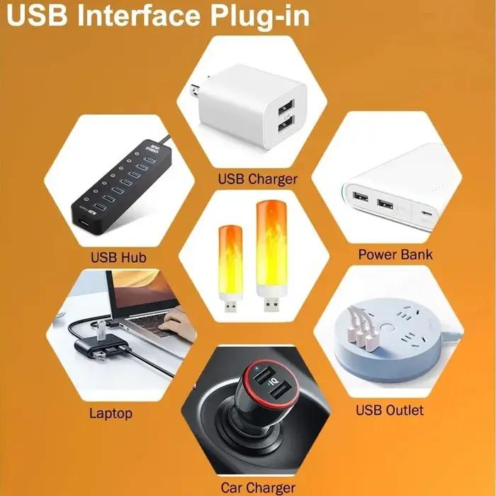 USB LED flamme lumière dynamique effet de flamme feu ampoule USB atmosphère lumière LED maïs ampoule