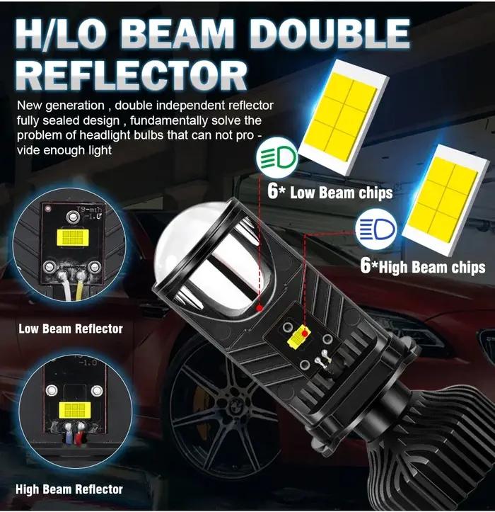 H4 projecteur LED phare de voiture 30000LM 6000K Canbus ventilateur refroidissement Mini Bi LED lent