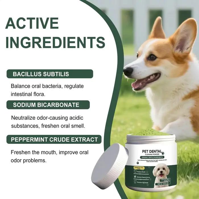 Poudre nettoyante pour dents de chien sans brossage – Nettoyant dentaire pour animaux de compagnie p