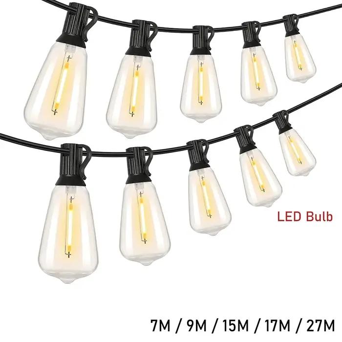Guirlande lumineuse LED ST38 pour l'extérieur, idéale pour les fêtes d'anniversaire, le camping, la