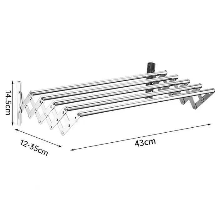 Étendoir à vêtements support de séchage mural polyvalent pliable cintre d'organisation extensible rétractable salle de bain porte-linge