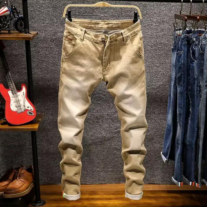 Jean droit élastique Tsingyi en Denim coton déchiré, coupe slim, style coréen pour hommes, occasions quotidiennes et spéciales