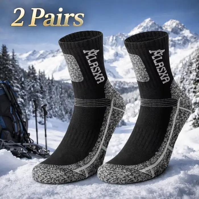 Chaussettes thermiques professionnelles chasse hiver - 2 paires running ski - Hommes sports outdoor chaudes