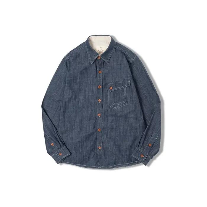 Chemise en jean denim vintage MADEN pour hommes style rétro Amekaji vêtements décontractés pour homme adapté aux quatre saisons à offrir pour homme occasions quotidiennes