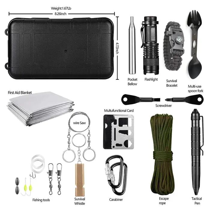 Kit de survie professionnel d'urgence, équipement de camping multifonctionnel, équipement tactique d