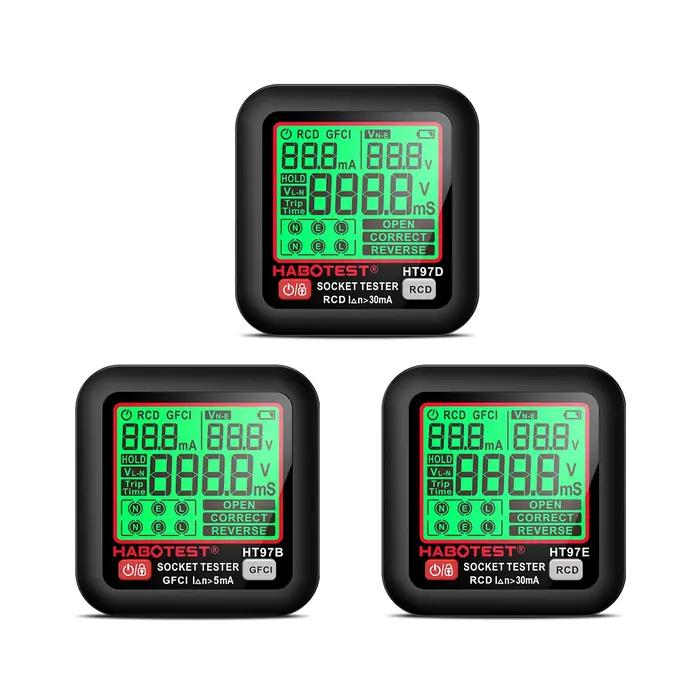 Testeur de tension de prise HT97 Pro, poignées de prise numériques LCD, prise US, UK, EU, ligne zéro