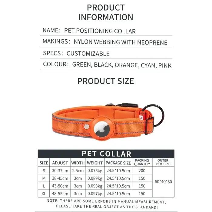 Collier réfléchissant pour chien avec AirTag support, confortable et sécuritaire pour petits, moyens et grands chiens, idéal pour les promenades nocturnes et activités extérieures