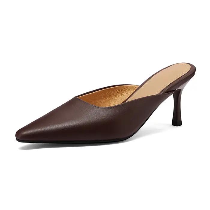Nouveauté Été – Mules en Cuir Véritable pour Femme – Sexy