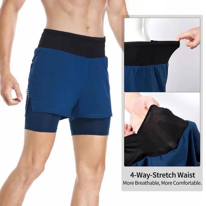 ARSUXEO short de course sur sentier pour hommes vêtements de sport 2 en 1 poches enveloppantes exerc