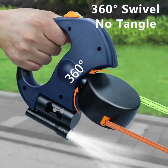 Laisse Double rétractable pour petits chiens, 3M, réfléchissante, pivotante à 360 degrés, sans enchevêtrement, pour animaux de compagnie, avec lumières LED