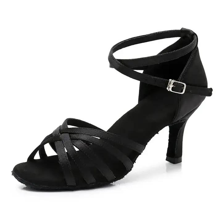 TOVEKIN-Chaussures de danse latine en satin pour femmes, talon à nœud professionnel, salsa, tango, s