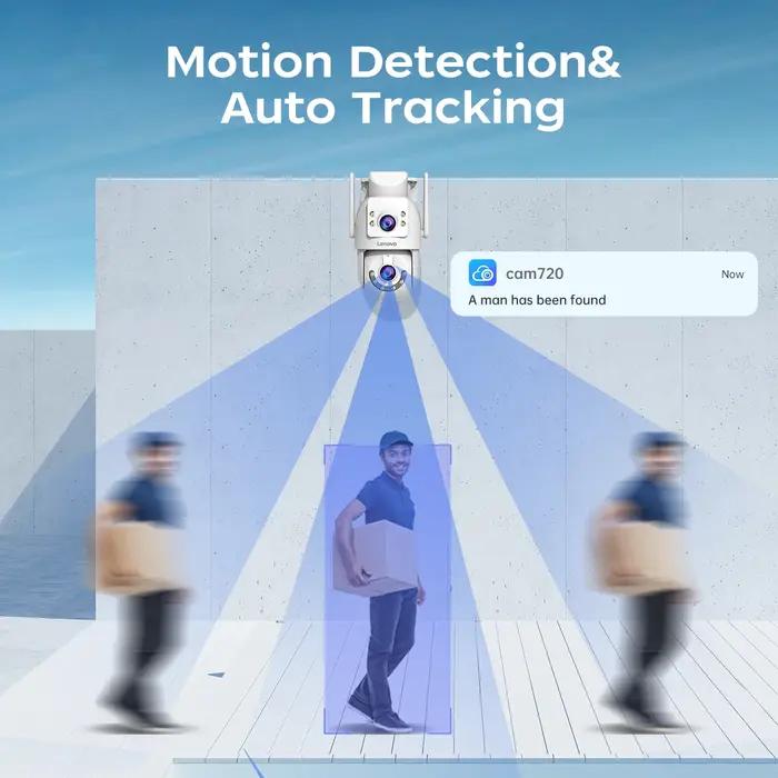 Caméra IP extérieure Lenovo 6MP HD WiFi double objectif double écran avec tracking automatique - Surveillance audio vidéo