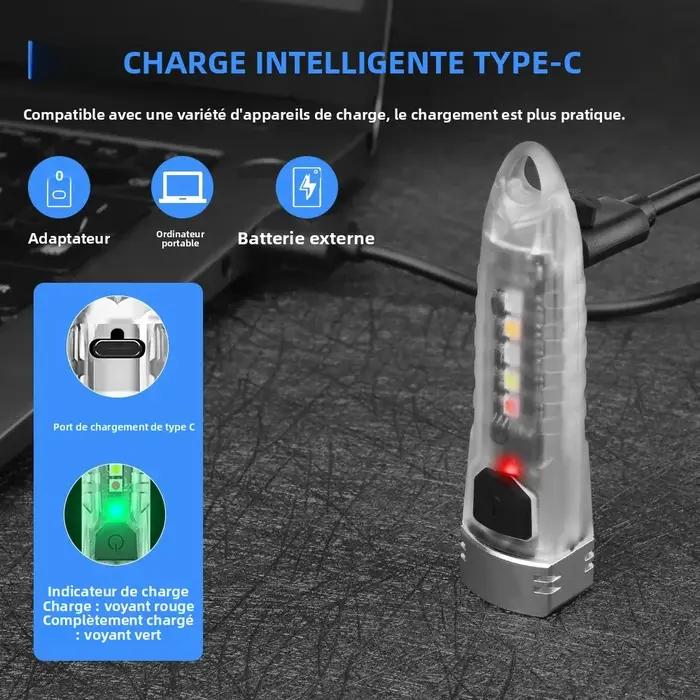 BORUiT V1 400LM UV porte-clés lampe de poche LED EDC Rechargeable étanche Fluorescent