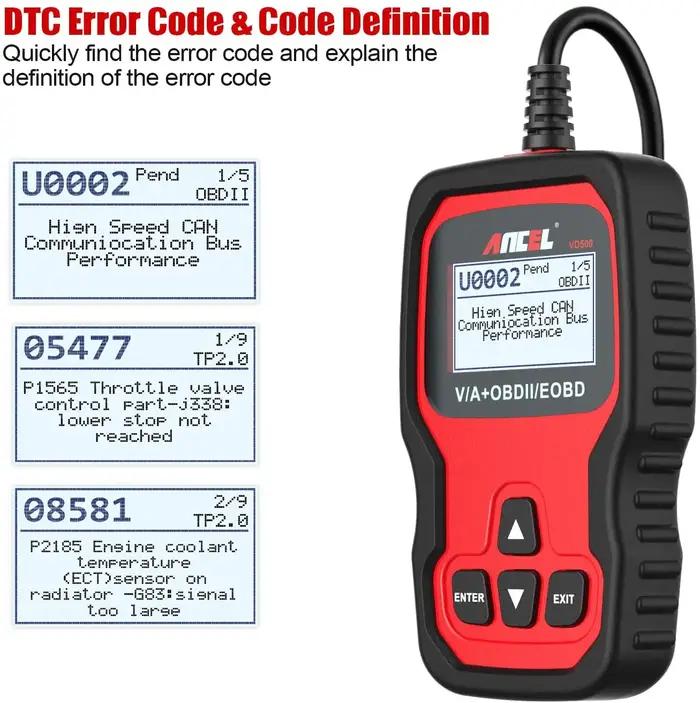 Ancel VD500 OBD2 Scanner automobile lecteur de Code système complet Airbag EPB réinitialiser l'huile