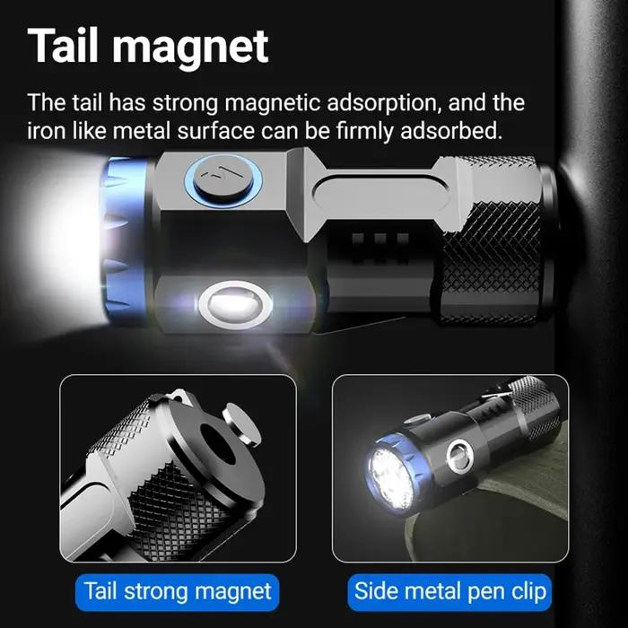 6500k 8x P35 Led haute luminosité Mini paume petite lampe de poche USB charge COB lumière latérale a