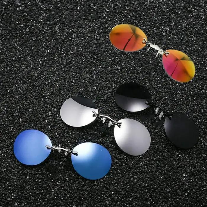 Lunettes clip-on rondes sans monture Matrix - Modèle Morpheus vintage pour hommes - Monture frameless