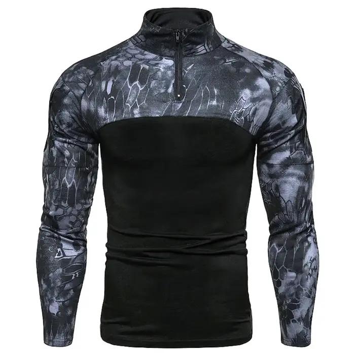 Sweat-shirt tactique à capuche pour hommes, pull d'extérieur à manches longues, léger, col montant,