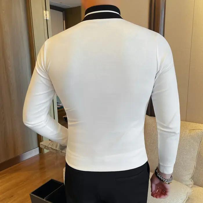 T-shirt élastique homme vêtements 2025 automne hiver nouveau à manches longues hommes T-Shirts coupe ajustée