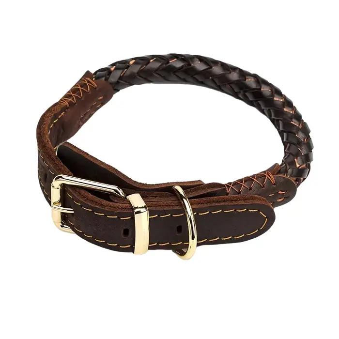 Collier pour chien en cuir tressé à huit brins